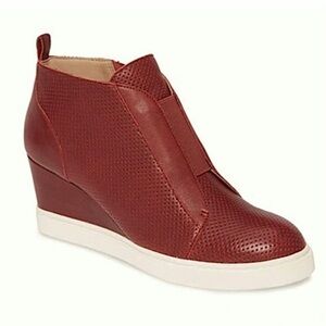 Paolo Felicia Burgundy Perforated Leather Wedge Sneaker